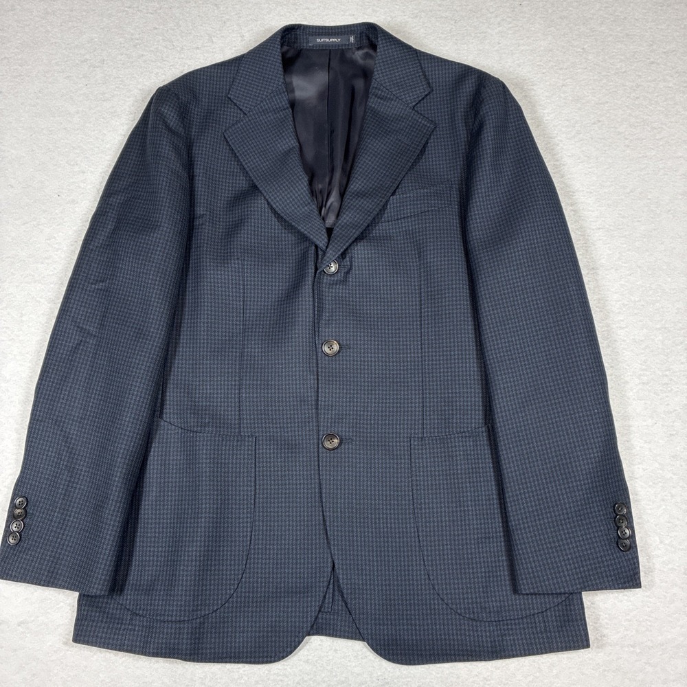 SUITSUPPLY Men's Slim Havana Tulip Houndstooth Blazer Size 25 40S Wool/Mohair